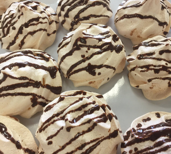 Meringue with Barry Callebaut chocolate drizzle (by order only)