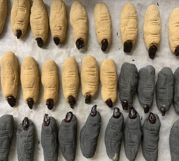 Bagel fingers for halloween