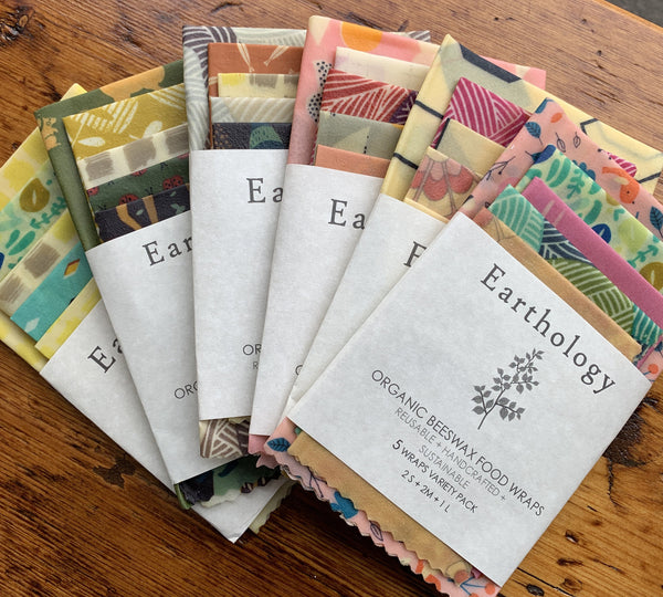 Earthology - Beeswax 5 food wraps sheet Organic
