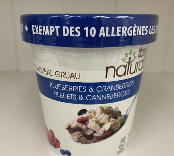 Blueberries and Cranberries Oatmeal to go
