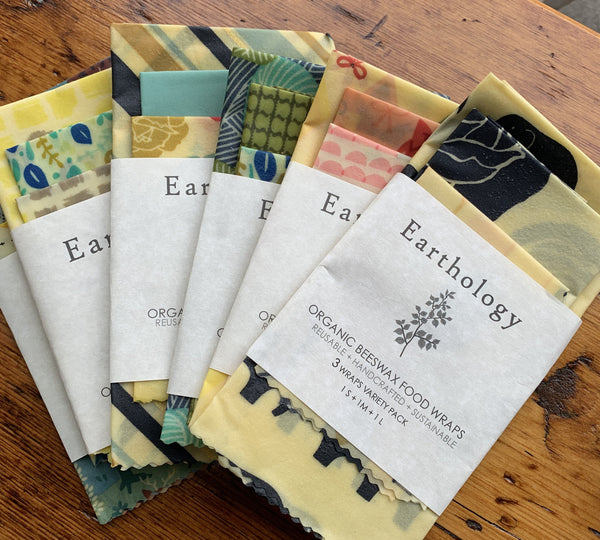 Earthology - Beeswax 3 food wraps sheet Organic